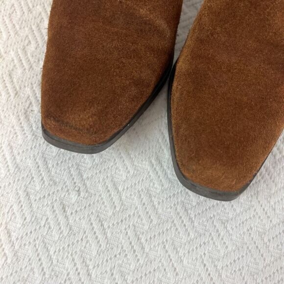 Zara Women's 36 US 6 Brown Leather Cowboy Western Booties Boots Heeled Slip On - Picture 6 of 10